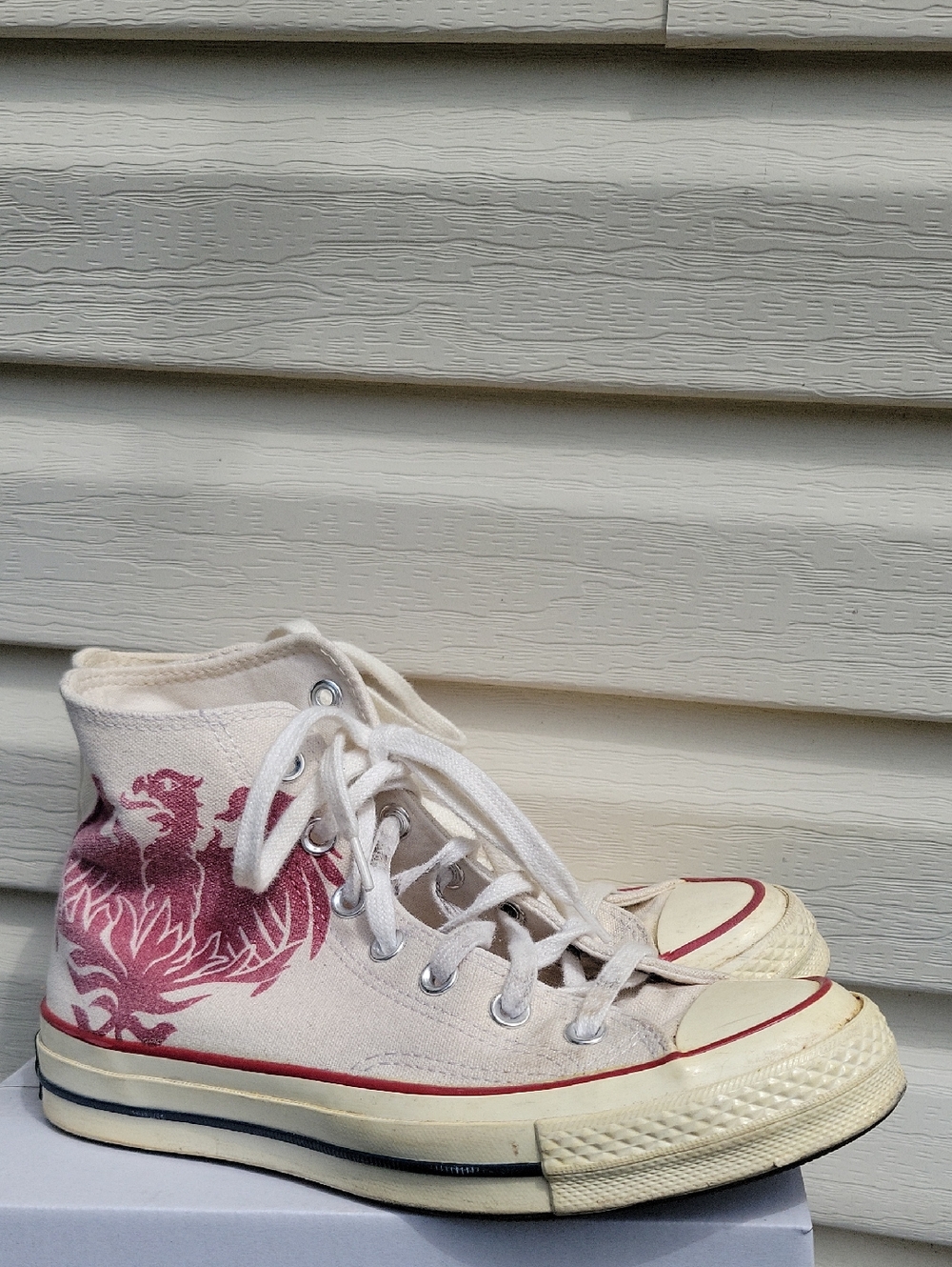 Converse Off-White High-Top Gamecock Dragon Sneakers size 7 Women's - Picture 5 of 9